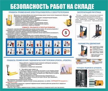 С67-2 Охрана труда при работе на складе (1000х1200 мм или 1000х1000 мм, пластик ПВХ 3мм, Прямая печать на пластик) - Стенды - Охрана труда на складе - Магазин охраны труда ИЗО Стиль